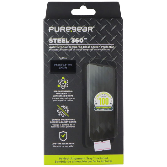 PureGear Steel 360 Tempered Glass Screen Protector for Apple iPhone 17 Pro Cell Phone - Screen Protectors PureGear - Simple Cell Bulk Wholesale Pricing - USA Seller