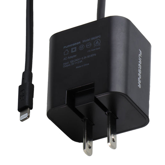 PureGear (12W) 5-Ft MFI Lightning 8-Pin Wired Wall Charger for iPhone - Black Cell Phone - Chargers & Cradles PureGear - Simple Cell Bulk Wholesale Pricing - USA Seller