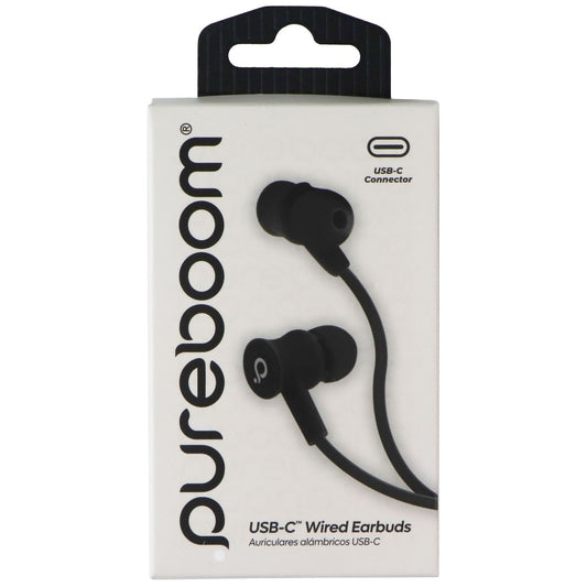 PureGear PureBoom USB-C Wired Lightweight Earbuds with Microphone - Black Portable Audio - Headphones PureGear - Simple Cell Bulk Wholesale Pricing - USA Seller