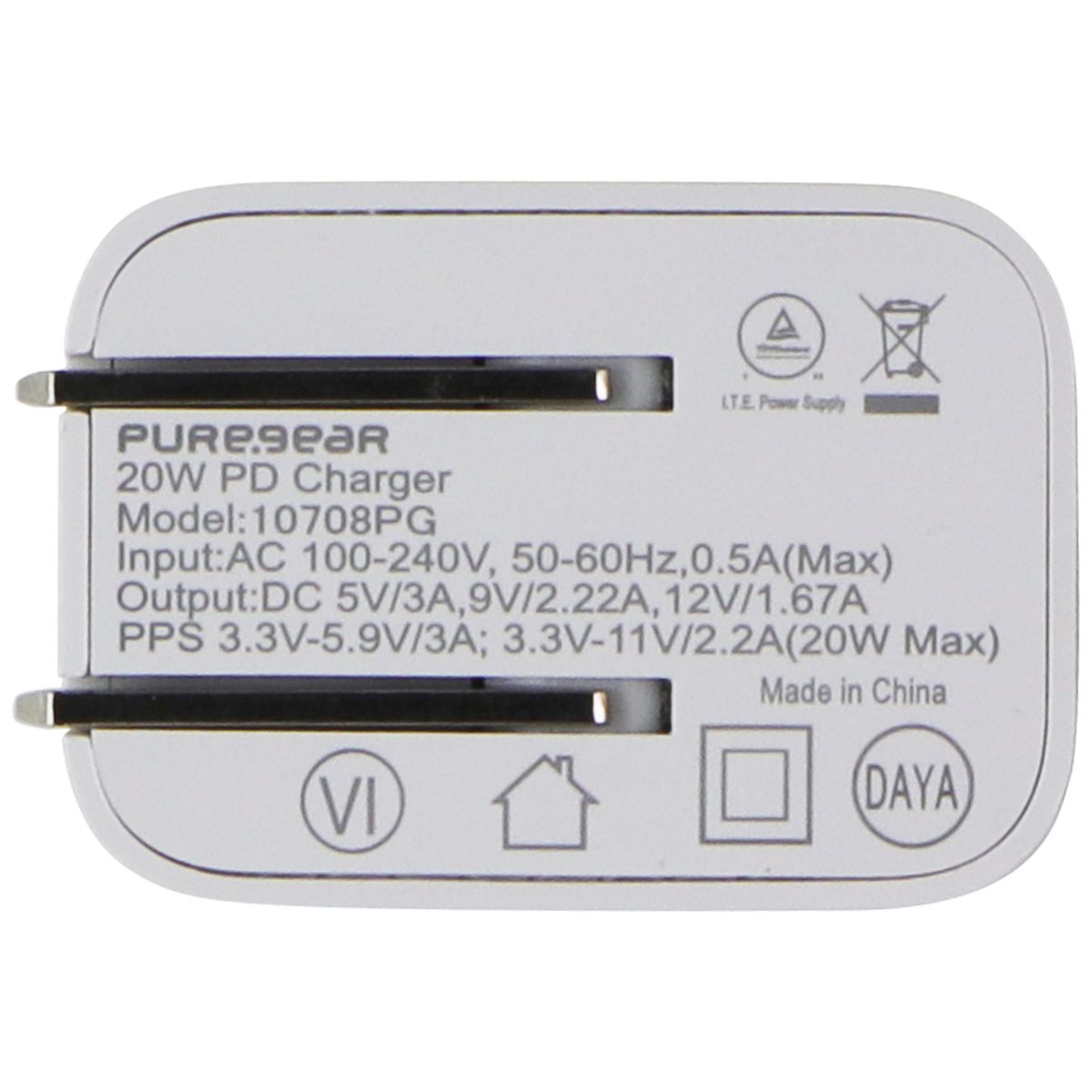 PureGear LightSpeed (20-Watt) USB-C Wall Charger Travel Adapter - White Cell Phone - Chargers & Cradles PureGear    - Simple Cell Bulk Wholesale Pricing - USA Seller