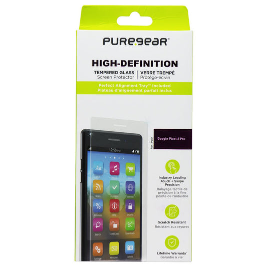PureGear High Definition Tempered Glass Screen Protector for Google Pixel 8 Pro Cell Phone - Screen Protectors PureGear - Simple Cell Bulk Wholesale Pricing - USA Seller