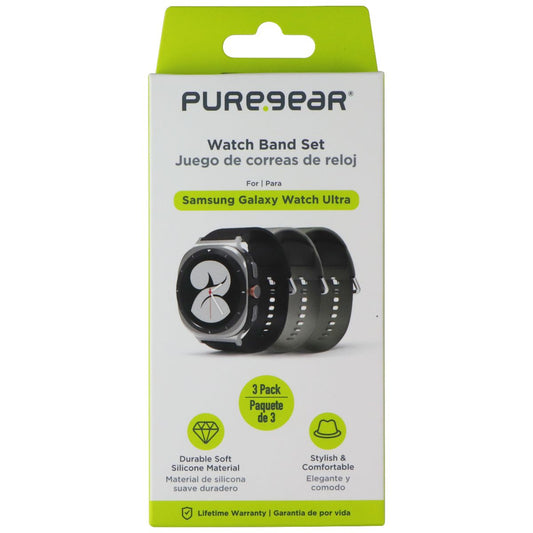 PureGear Watch Band Set for Samsung Galaxy Watch Ultra - 3 Pack Black/Gray/Green
