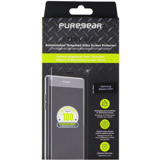 PureGear Steel 360 Tempered Glass Screen Protector for Samsung Galaxy S25 Plus Cell Phone - Screen Protectors PureGear - Simple Cell Bulk Wholesale Pricing - USA Seller