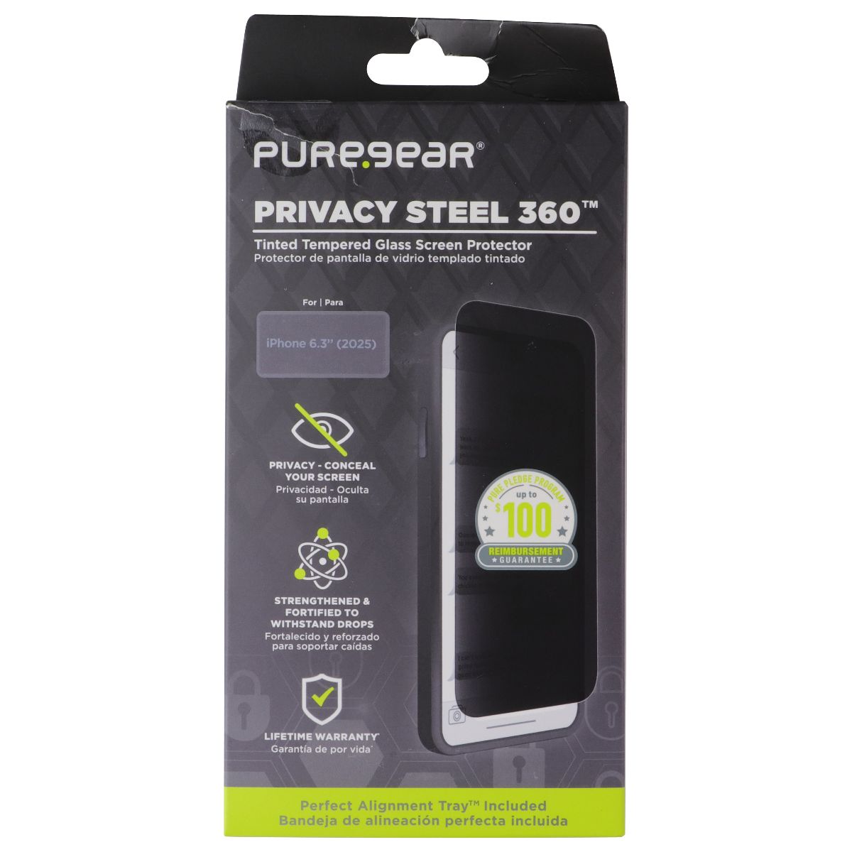 PureGear Steel 360 Glass Screen Protector for Apple iPhone 17 - Privacy