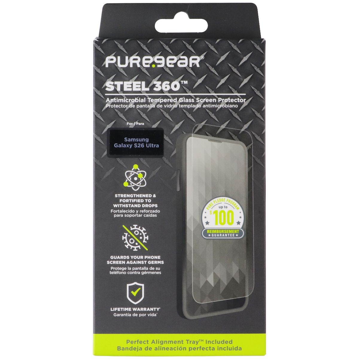 PureGear Steel 360 Tempered Glass Screen Protector for Samsung Galaxy S26 Ultra