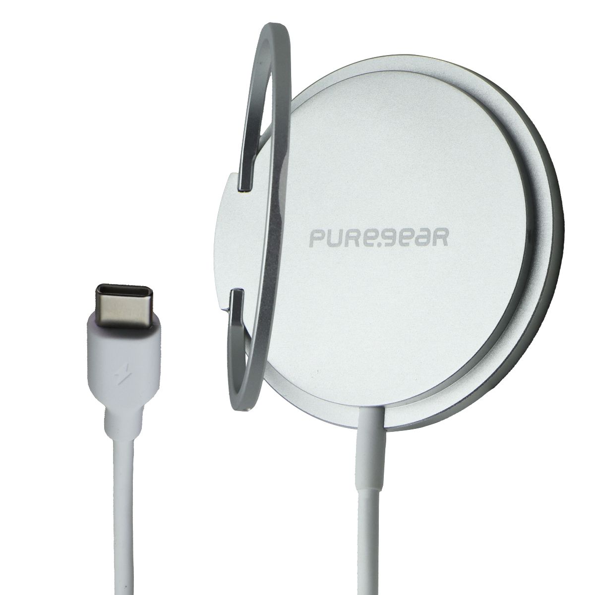 PureGear 15W Fast Magnetic Wireless Charger + Wall Adapter - Silver/White Cell Phone - Chargers & Cradles PureGear - Simple Cell Bulk Wholesale Pricing - USA Seller