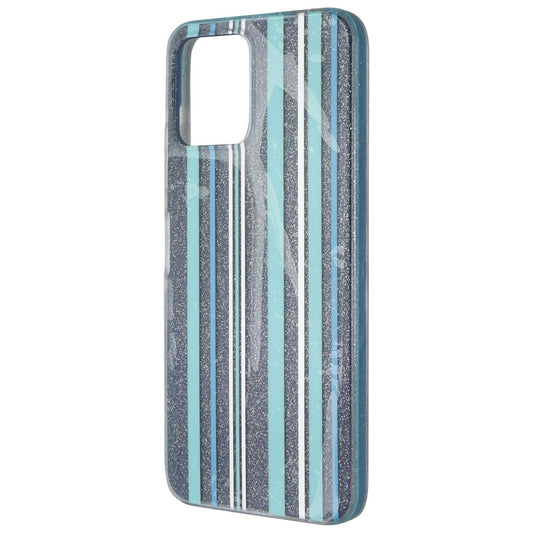 PureGear Slim Shell Series Hard Case for REVVL 6 5G - Blue Stripes/Glitter Cell Phone - Cases, Covers & Skins PureGear    - Simple Cell Bulk Wholesale Pricing - USA Seller