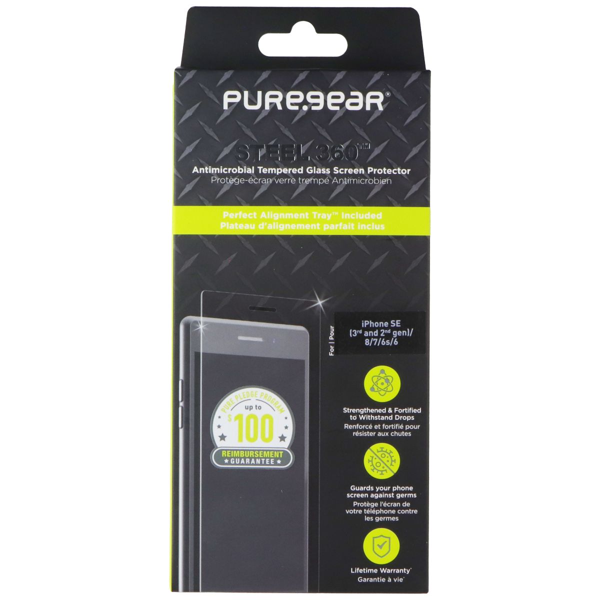 PureGear Steel 360 Screen Protector for iPhone SE (2022/2020)/8/7/6s/6 - Clear Cell Phone - Screen Protectors PureGear - Simple Cell Bulk Wholesale Pricing - USA Seller