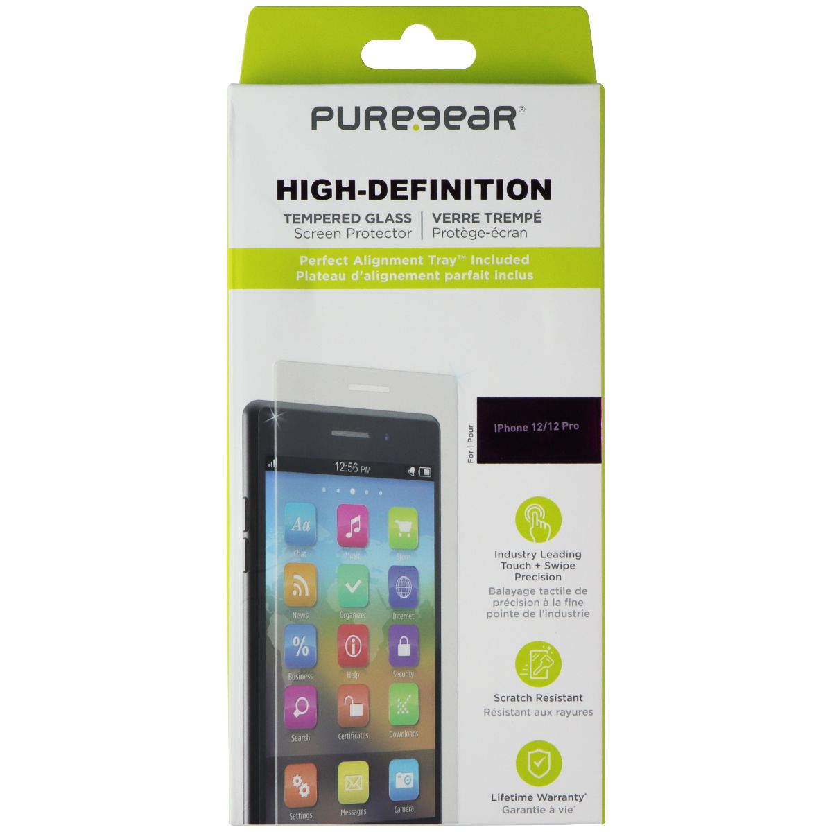 PureGear High-Definition Tempered Glass w/ Alignment Tray for iPhone 12 / 12 Pro Cell Phone - Screen Protectors PureGear    - Simple Cell Bulk Wholesale Pricing - USA Seller