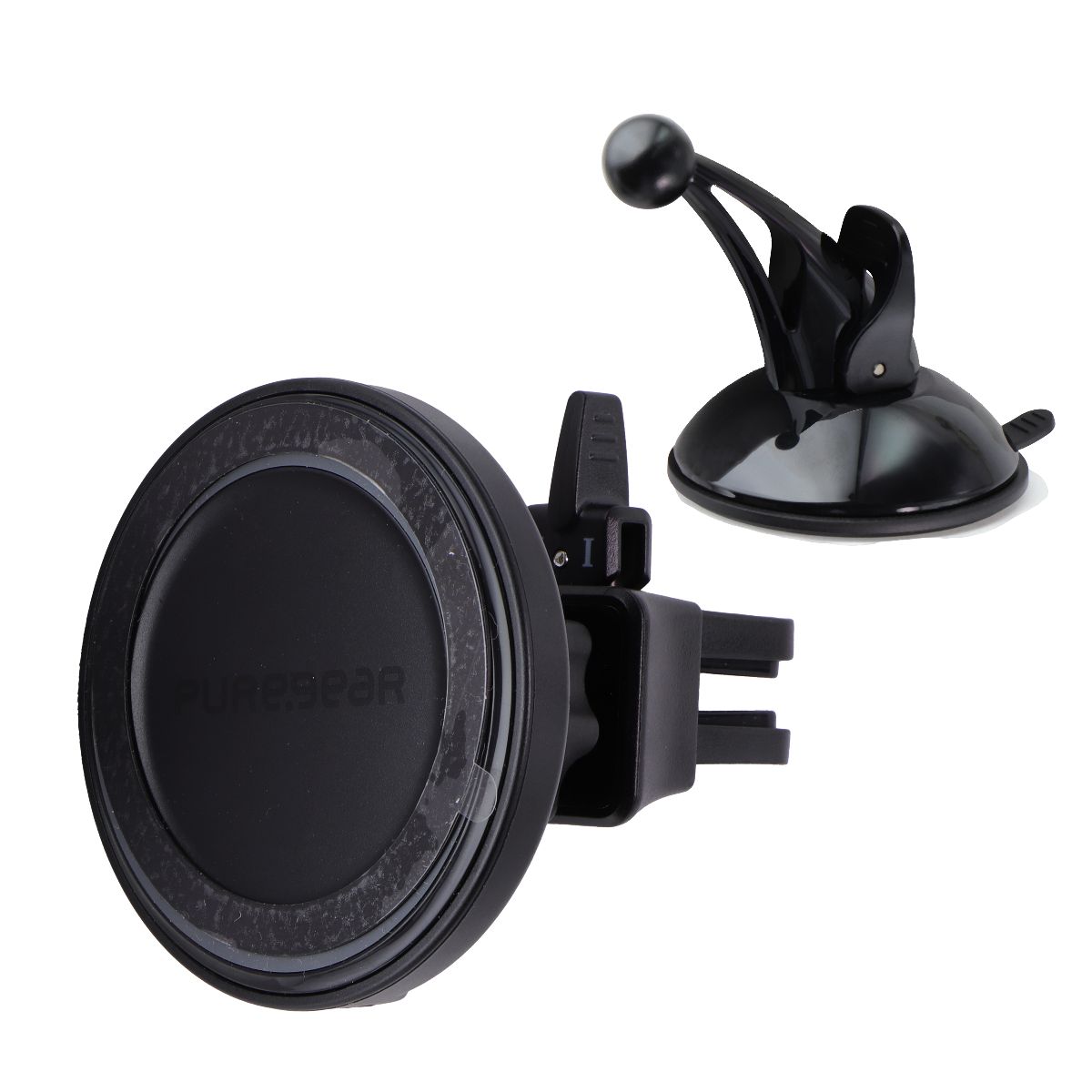 PureGear (15W) Magnetic Car Mount Wireless Charger w/Vent Clip + Suction Mount Cell Phone - Chargers & Cradles PureGear    - Simple Cell Bulk Wholesale Pricing - USA Seller