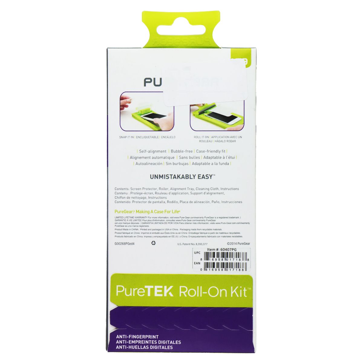 PureGear PureTEK Roll-On Kit Anti-Fingerprint Screen Shield for iPhone 5/5s/5c Cell Phone - Screen Protectors PureGear - Simple Cell Bulk Wholesale Pricing - USA Seller