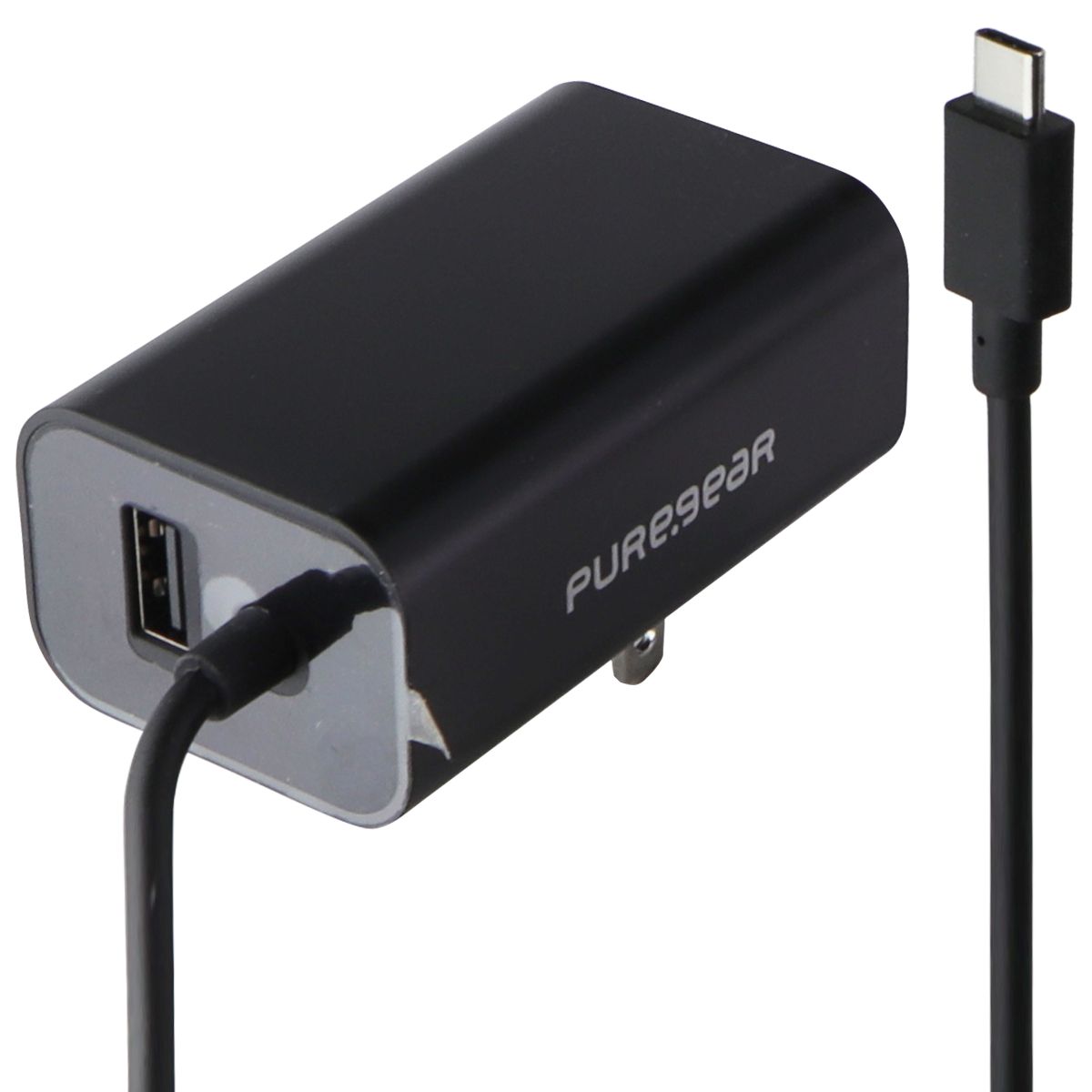 PureGear (24W) USB-C 5-Ft Wall Charger with Extra USB Port - Black Cell Phone - Chargers & Cradles PureGear - Simple Cell Bulk Wholesale Pricing - USA Seller