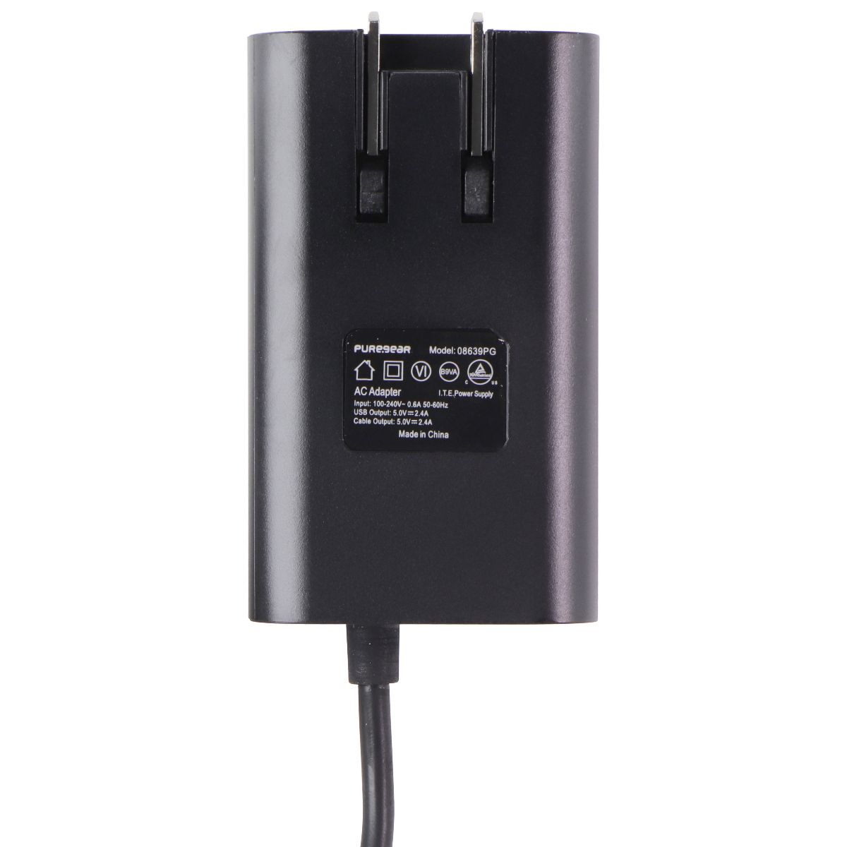 PureGear (24W) USB-C 5-Ft Wall Charger with Extra USB Port - Black Cell Phone - Chargers & Cradles PureGear    - Simple Cell Bulk Wholesale Pricing - USA Seller