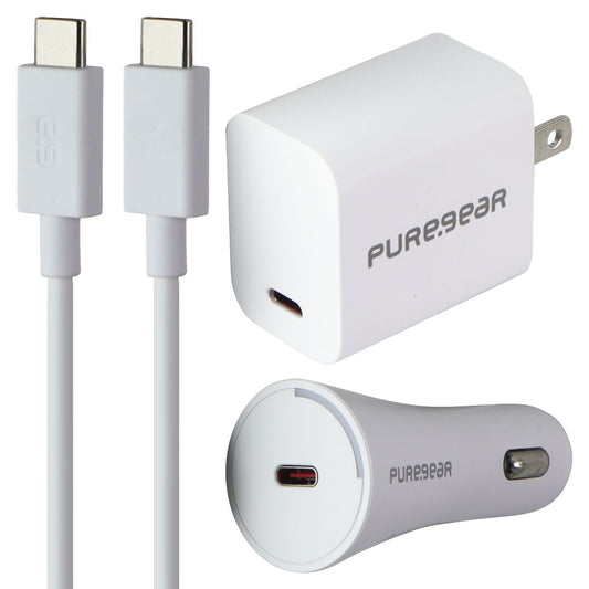 PureGear Light Speed 20W USB-C Wall & Car Charger w/ USB-C Cable - White Cell Phone - Chargers & Cradles PureGear - Simple Cell Bulk Wholesale Pricing - USA Seller