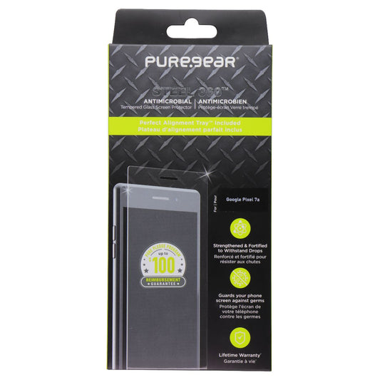 PureGear Steel 360 Screen Protector w/Alignment Tray for Google Pixel 7a - Clear Cell Phone - Screen Protectors PureGear    - Simple Cell Bulk Wholesale Pricing - USA Seller