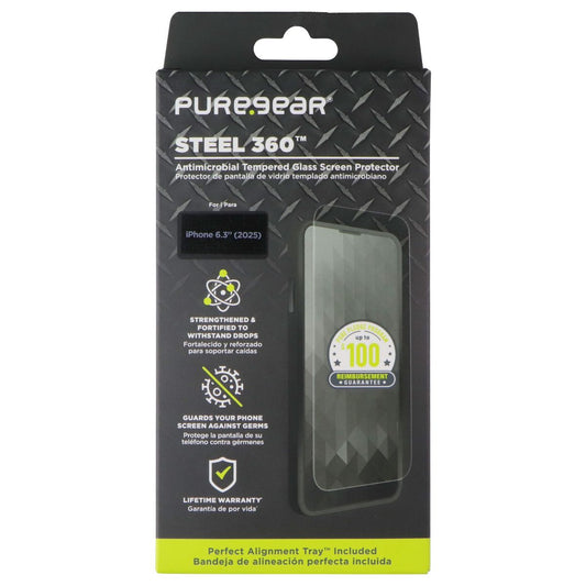 PureGear Steel 360 Tempered Glass Screen Protector for Apple iPhone 17 Cell Phone - Screen Protectors PureGear - Simple Cell Bulk Wholesale Pricing - USA Seller