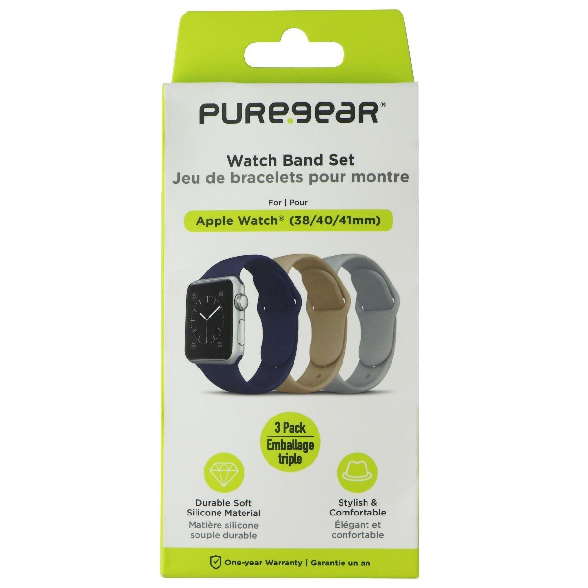 PureGear Watch Band Set for Apple Watch 38/40/41mm - Gray, Blue, Tan (3 Pack) Smart Watch Accessories - Watch Bands PureGear    - Simple Cell Bulk Wholesale Pricing - USA Seller