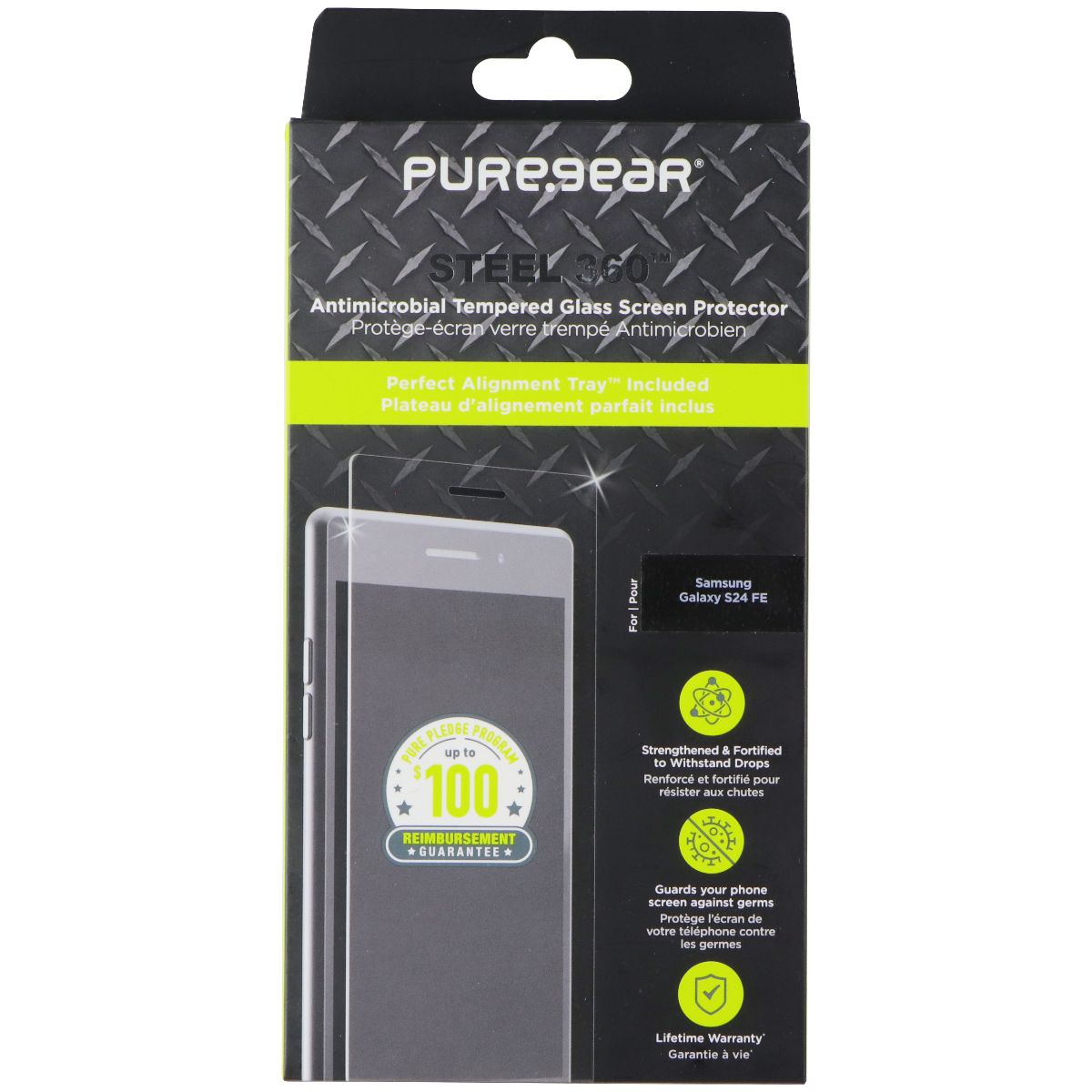 PureGear Steel 360 Tempered Glass Screen Protector for Samsung Galaxy S24 FE Cell Phone - Screen Protectors PureGear - Simple Cell Bulk Wholesale Pricing - USA Seller