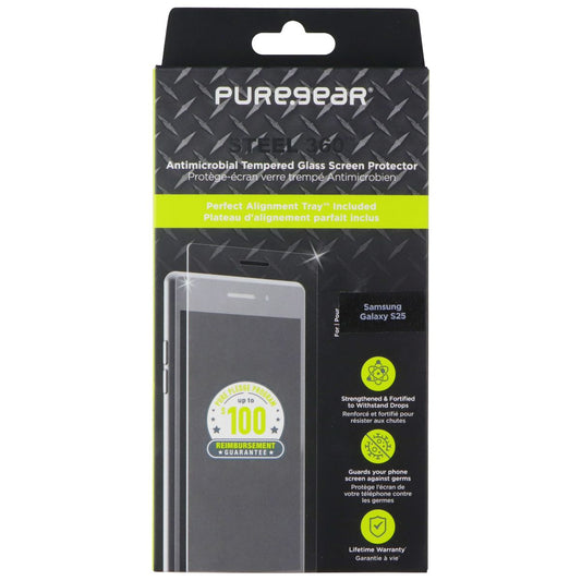 PureGear Steel 360 Tempered Glass Screen Protector for Samsung Galaxy S25 Cell Phone - Screen Protectors PureGear - Simple Cell Bulk Wholesale Pricing - USA Seller