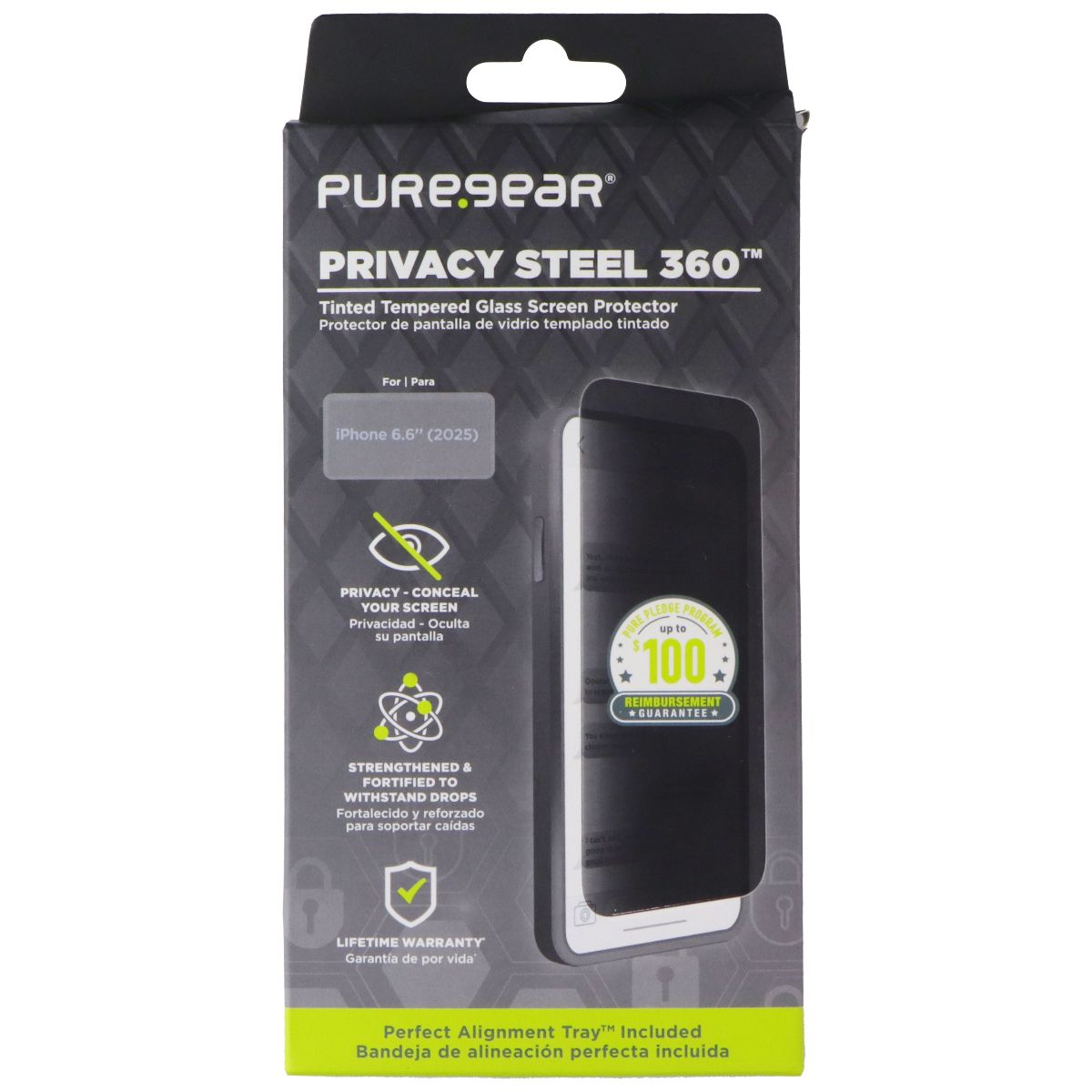 PureGear Steel 360 Glass Screen Protector for Apple iPhone 17 Air - Privacy