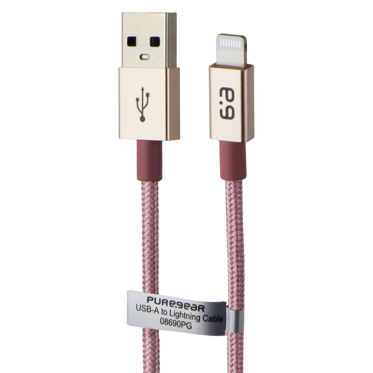 PureGear (4-Ft) USB to Lightning 8-Pin Braided Charging Cable - Pink Cell Phone - Cables & Adapters PureGear - Simple Cell Bulk Wholesale Pricing - USA Seller
