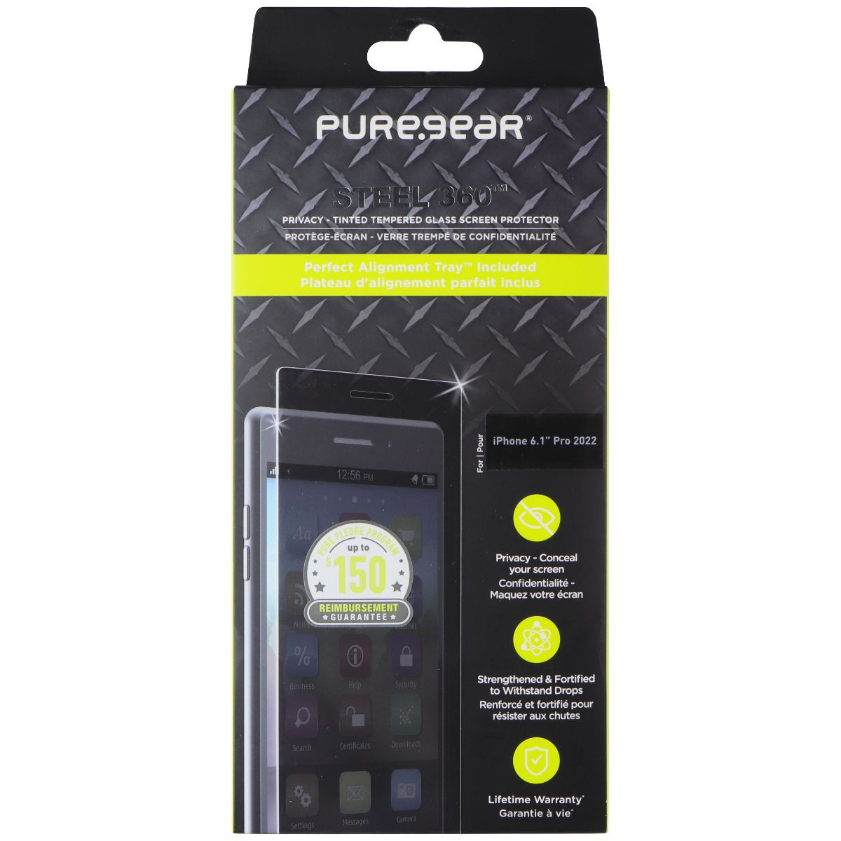 PureGear Steel 360 Screen Protector for Apple iPhone 14 Pro/14/13 Pro/13 Cell Phone - Screen Protectors PureGear    - Simple Cell Bulk Wholesale Pricing - USA Seller