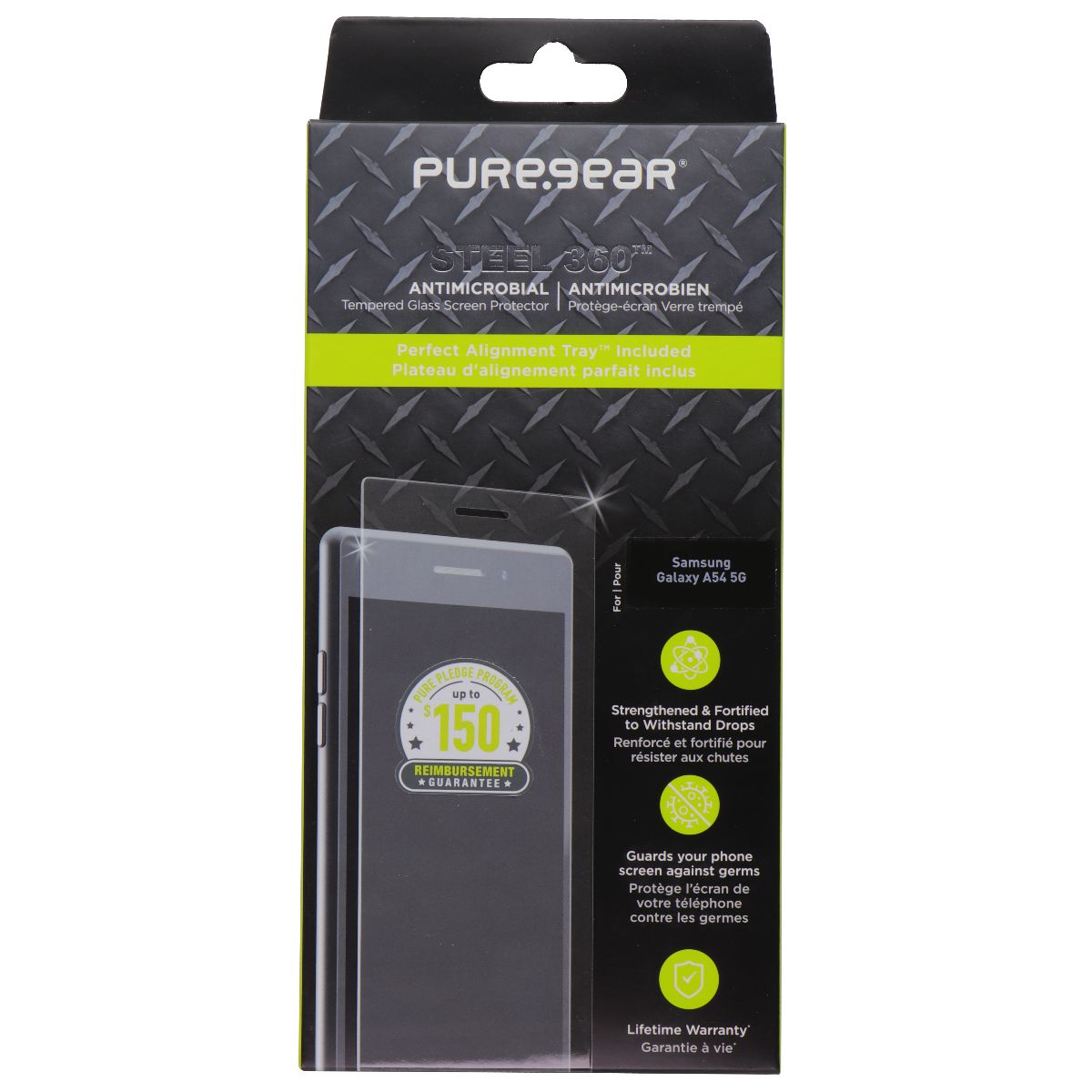 Pure Gear Steel 360 Tempered Glass Screen Protector for Samsung Galaxy A54 5G Cell Phone - Screen Protectors PureGear - Simple Cell Bulk Wholesale Pricing - USA Seller