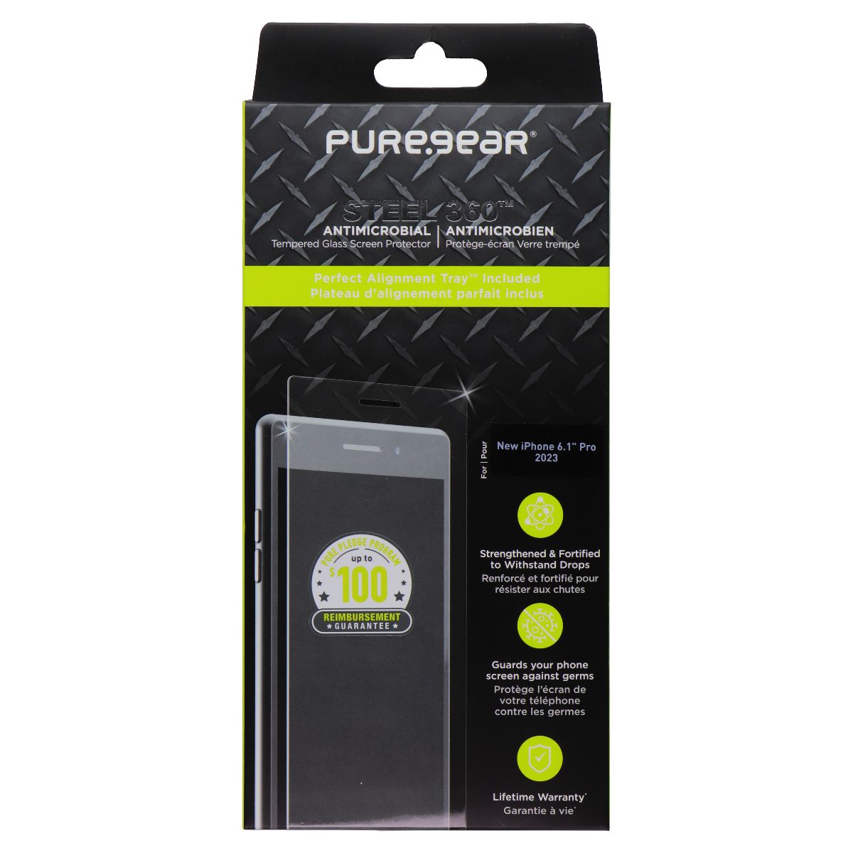 PureGear Steel 360 Tempered Glass Screen Protector for iPhone 15 Pro - Clear