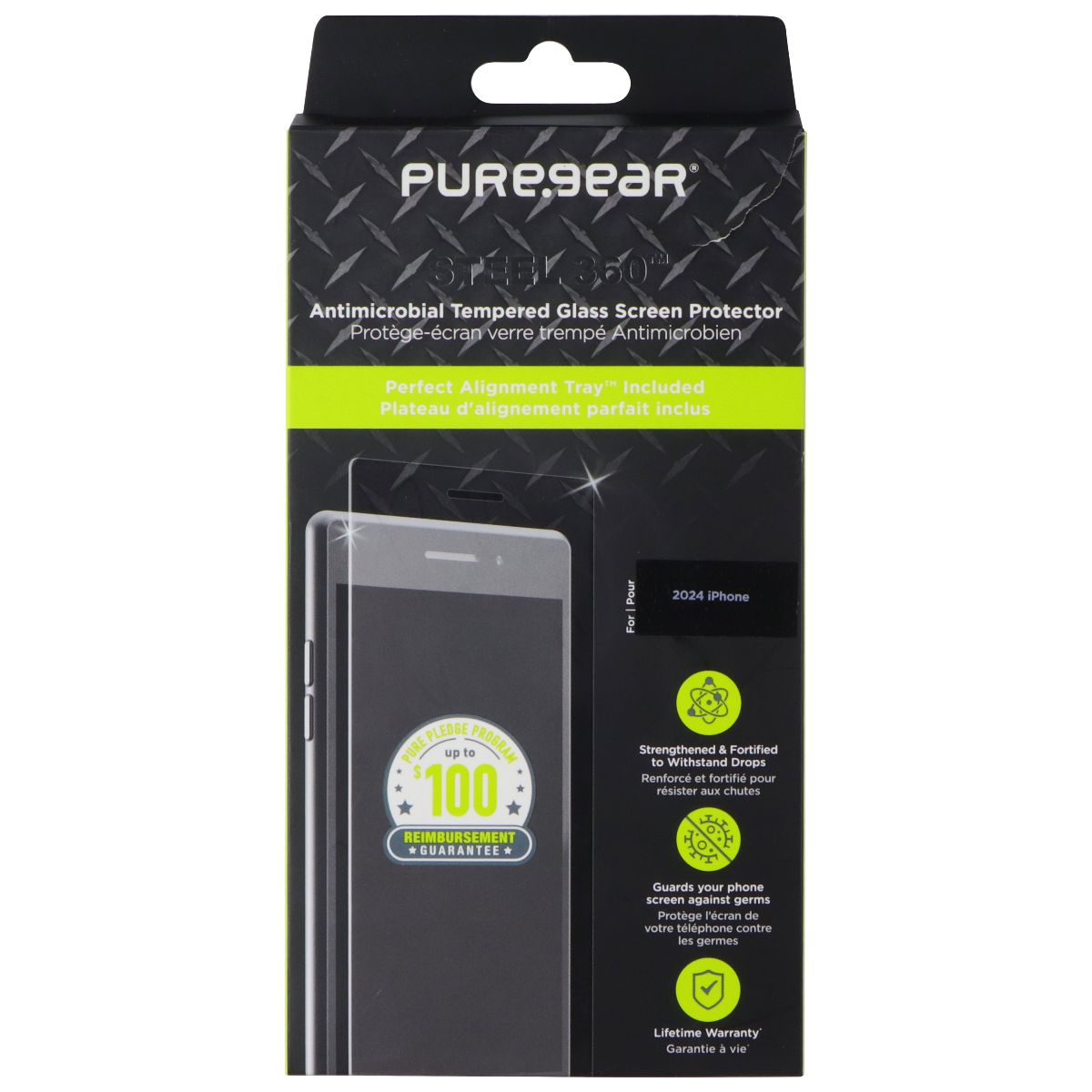 PureGear Steel 360 Tempered Glass Screen Protector for Apple iPhone 16 Cell Phone - Screen Protectors PureGear - Simple Cell Bulk Wholesale Pricing - USA Seller
