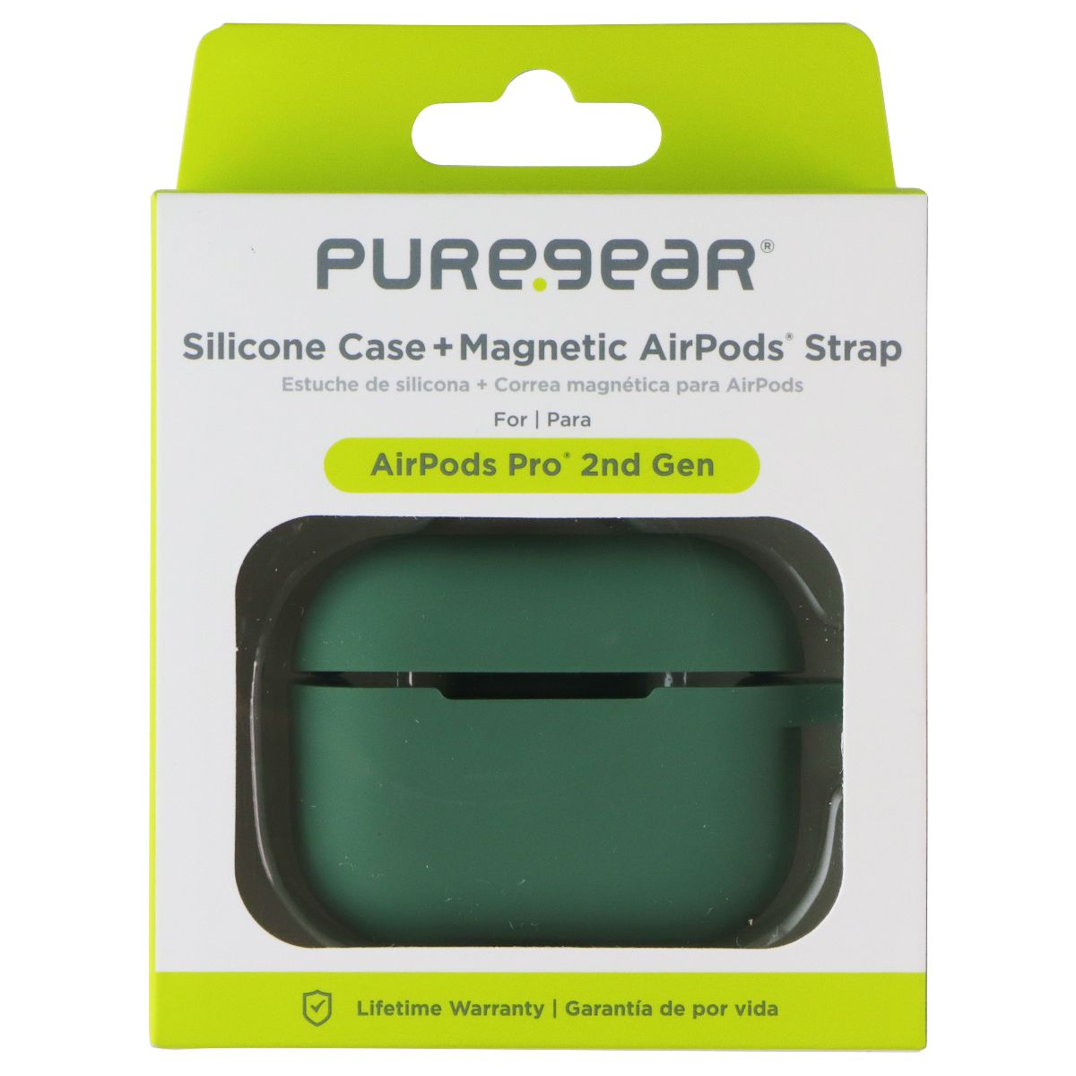 PureGear Silicone Case + Magnetic Strap for Apple AirPods Pro 2nd Gen - Green iPod, Audio Player Accessories - Cases, Covers & Skins PureGear - Simple Cell Bulk Wholesale Pricing - USA Seller