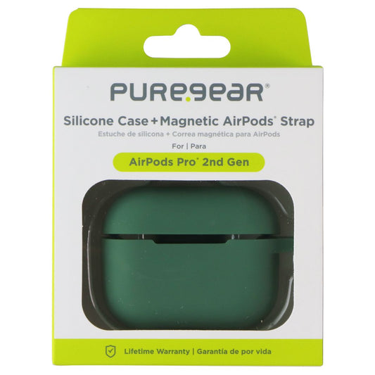 PureGear Silicone Case + Magnetic Strap for Apple AirPods Pro 2nd Gen - Green iPod, Audio Player Accessories - Cases, Covers & Skins PureGear - Simple Cell Bulk Wholesale Pricing - USA Seller