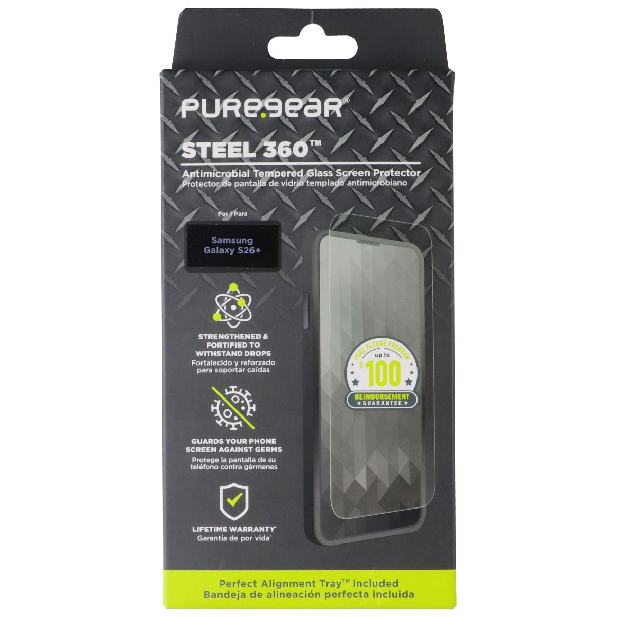 PureGear Steel 360 Tempered Glass Screen Protector for Samsung Galaxy S26+ Plus