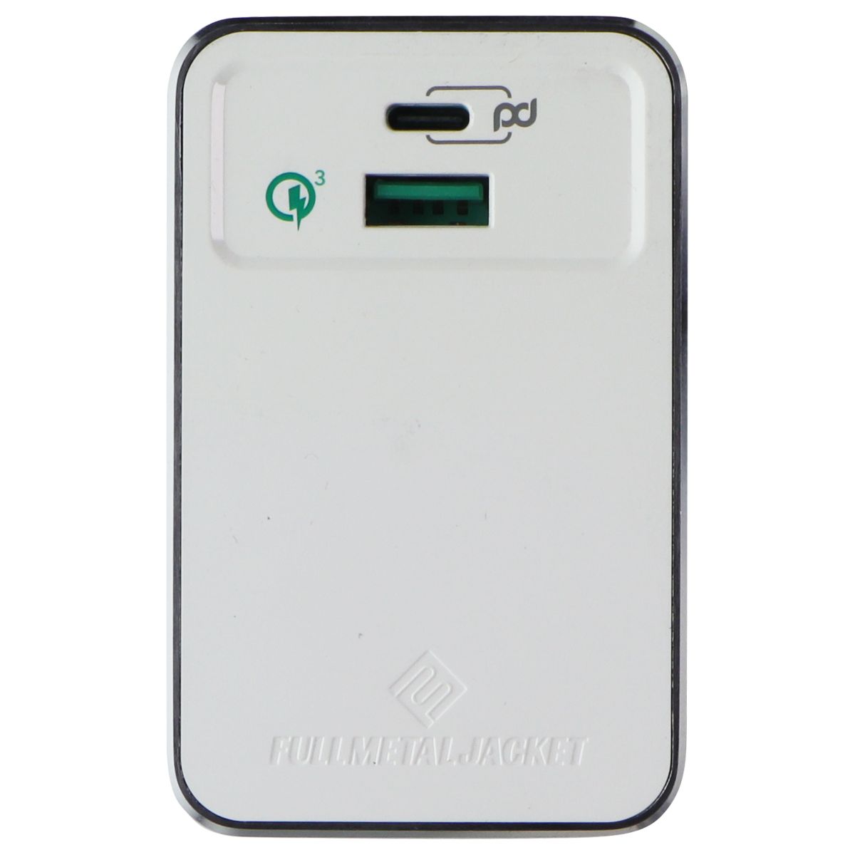 Qmadix Full Metal Jacket Dual-Port USB-C & USB-A 3.0 PD Charge Adapter - White Cell Phone - Cables & Adapters Qmadix - Simple Cell Bulk Wholesale Pricing - USA Seller