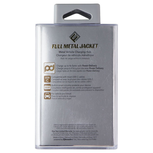 Qmadix Full Metal Jacket USB-C Power Delivery Car Charger - Silver Cell Phone - Chargers & Cradles Qmadix - Simple Cell Bulk Wholesale Pricing - USA Seller