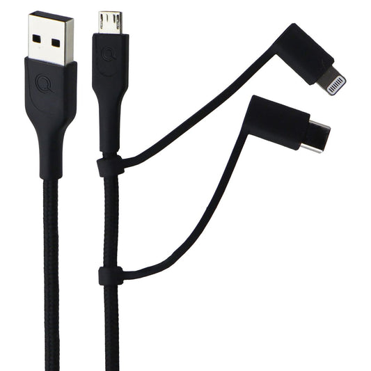 Quikcell 6FT USB-A to Micro USB, USB-C & Lightning 8-Pin Charging Cable - Black Cell Phone - Cables & Adapters Quikcell - Simple Cell Bulk Wholesale Pricing - USA Seller