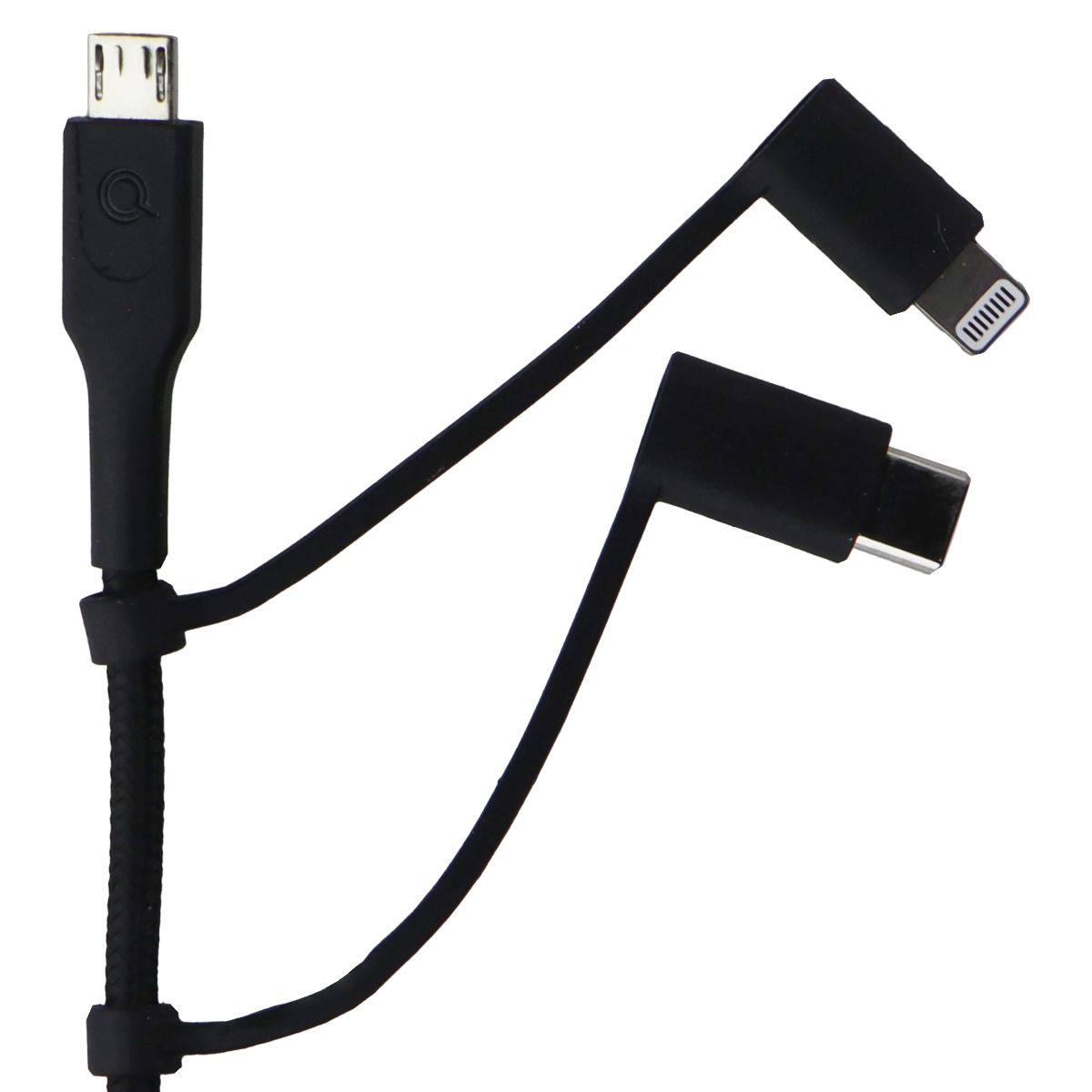 Quikcell 6FT USB-A to Micro USB, USB-C & Lightning 8-Pin Charging Cable - Black Cell Phone - Cables & Adapters Quikcell - Simple Cell Bulk Wholesale Pricing - USA Seller