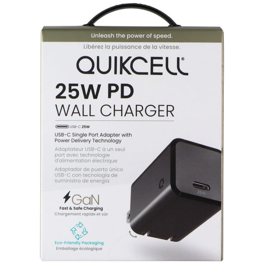 Quikcell (25W) PD Wall Charger USB-C Single Port Adapter (GaN Charging) - Black Cell Phone - Chargers & Cradles Quikcell - Simple Cell Bulk Wholesale Pricing - USA Seller