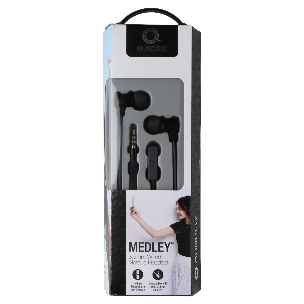 Quikcell Medley 3.5mm Wired Metallic Headset - Black Portable Audio - Headphones Quikcell - Simple Cell Bulk Wholesale Pricing - USA Seller
