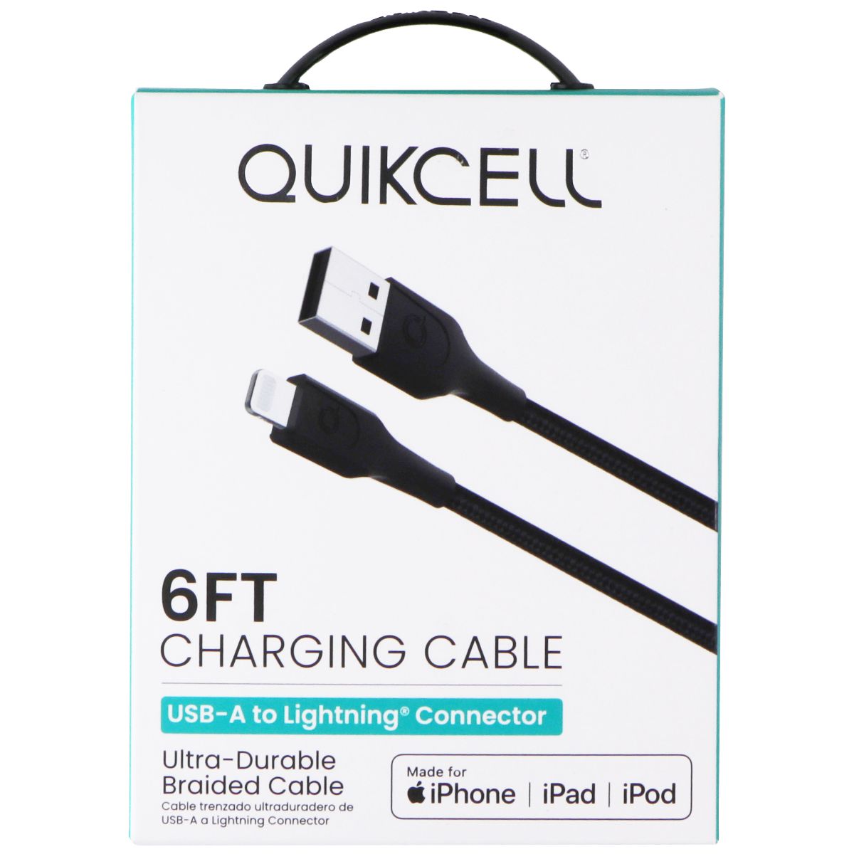 Quikcell 6FT USB-A to Lightning 8-Pin Charging Cable - Black Cell Phone - Cables & Adapters Quikcell - Simple Cell Bulk Wholesale Pricing - USA Seller