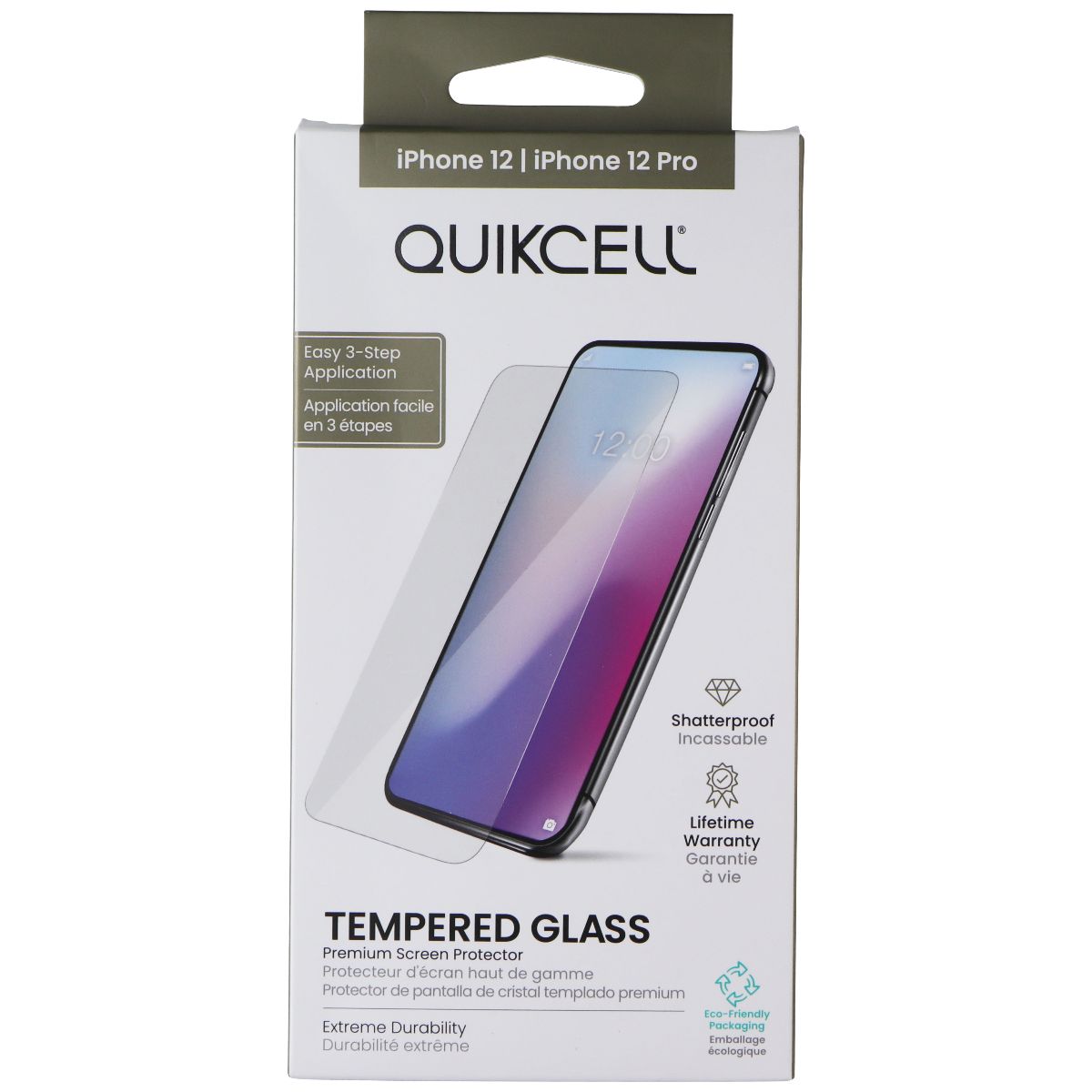 Quikcell Tempered Glass Screen Protector for Apple iPhone 12 / 12 Pro Cell Phone - Screen Protectors Quikcell    - Simple Cell Bulk Wholesale Pricing - USA Seller