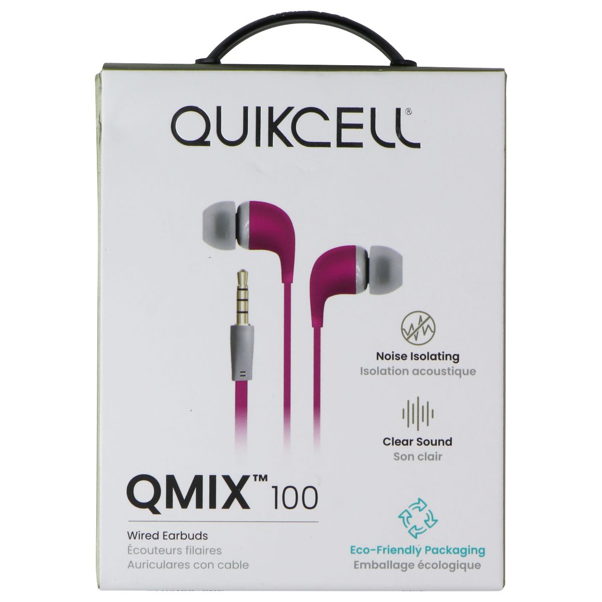 Quikcell QMIX 100 Series Wired 3.5mm Earbuds - Pink Portable Audio - Headphones Quikcell    - Simple Cell Bulk Wholesale Pricing - USA Seller