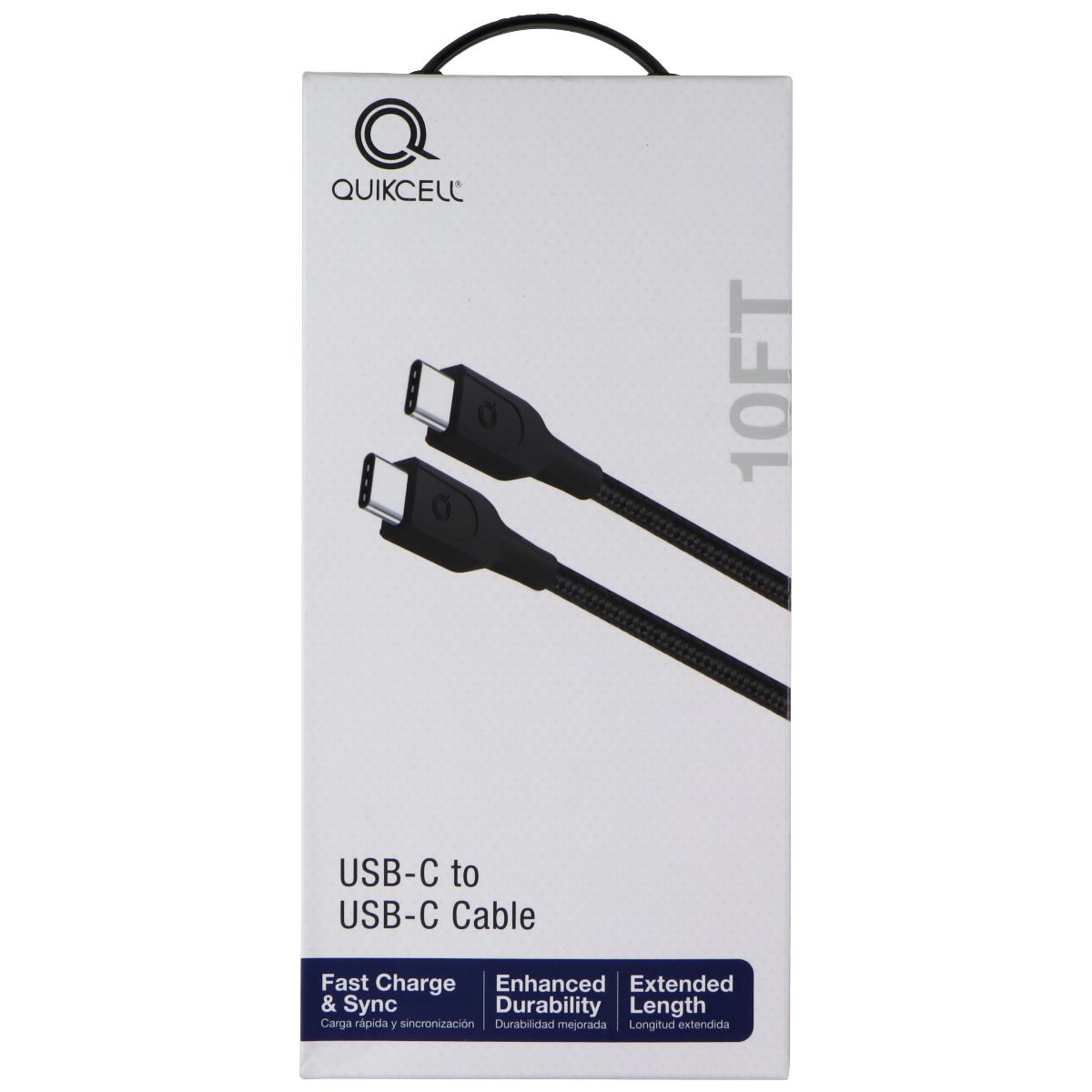 Quikcell 10ft Braided USB-C to USB-C Cable - Black Cell Phone - Cables & Adapters Quikcell - Simple Cell Bulk Wholesale Pricing - USA Seller