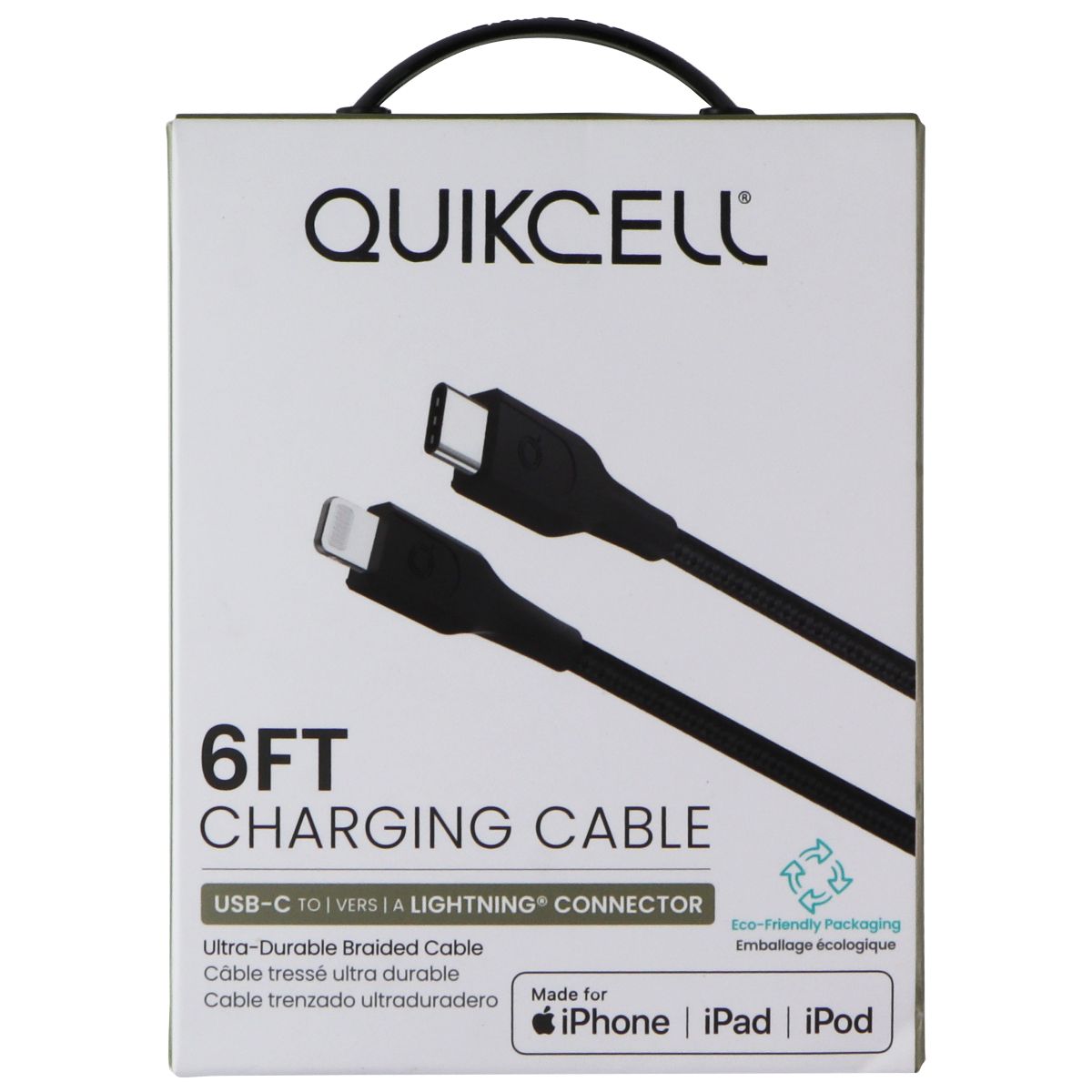 Quikcell 6Ft Braided USB-C to Lightning 8-Pin Charging Cable - Black Cell Phone - Cables & Adapters Quikcell    - Simple Cell Bulk Wholesale Pricing - USA Seller