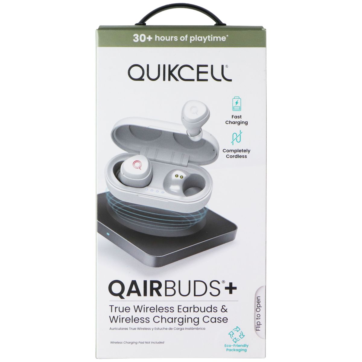 Quikcell QAirBuds+ True Wireless Earbuds with Wireless Charging Case - White Portable Audio - Headphones Quikcell - Simple Cell Bulk Wholesale Pricing - USA Seller
