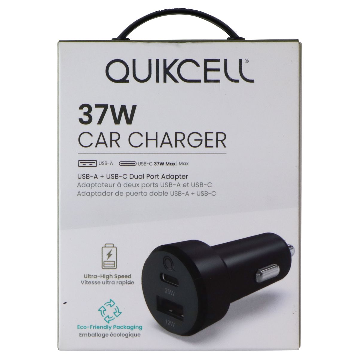 Quikcell (37W) Car Charger Dual Port USB-A and USB-C Adapter - Black Cell Phone - Chargers & Cradles Quikcell - Simple Cell Bulk Wholesale Pricing - USA Seller