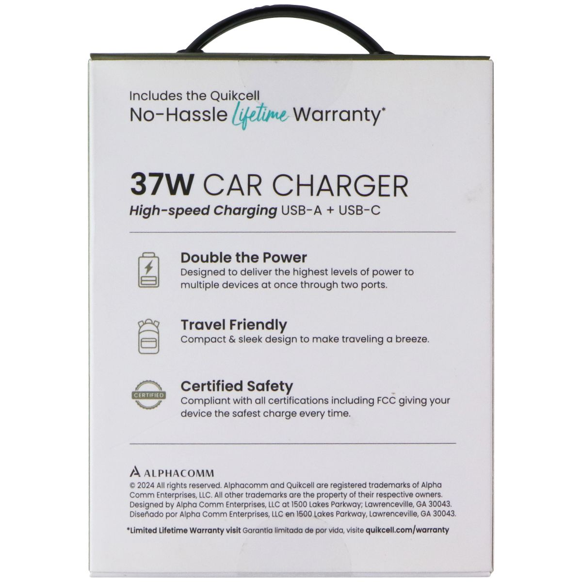 Quikcell (37W) Car Charger Dual Port USB-A and USB-C Adapter - Black Cell Phone - Chargers & Cradles Quikcell - Simple Cell Bulk Wholesale Pricing - USA Seller