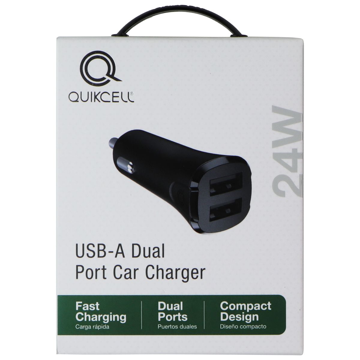 Quikcell USB-A 12W-24W Dual Port Car Charger - Black Cell Phone - Chargers & Cradles Quikcell - Simple Cell Bulk Wholesale Pricing - USA Seller