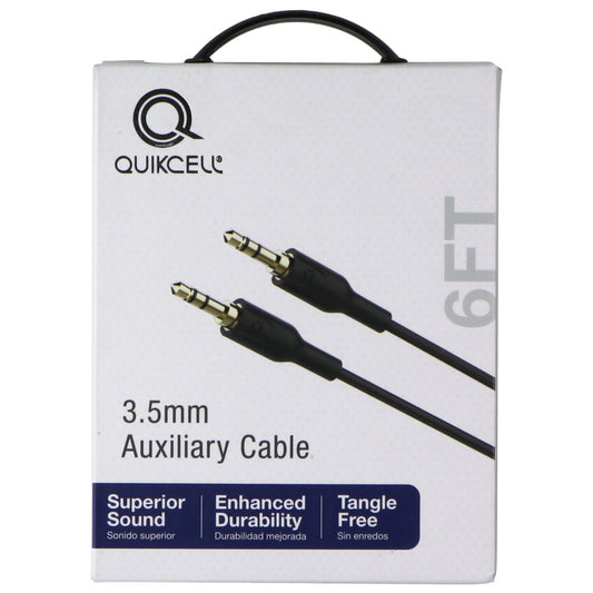 Quikcell (6 Foot) 3.5mm Auxiliary Cable - Black Cell Phone - Cables & Adapters Quikcell - Simple Cell Bulk Wholesale Pricing - USA Seller