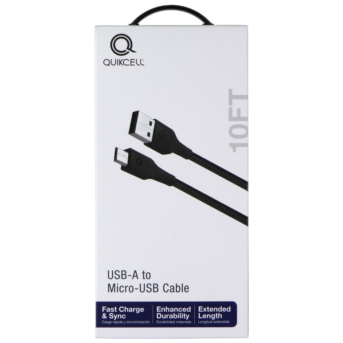 Quikcell 10Ft USB-A to Micro-USB Cable - Black Computer/Network - Other Cables Quickcell    - Simple Cell Bulk Wholesale Pricing - USA Seller