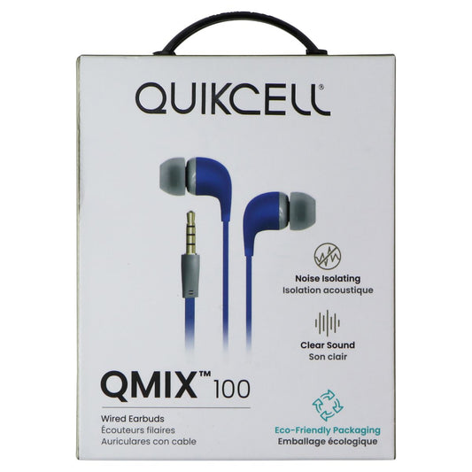 Quikcell QMIX 100 (3.5mm) Wired Earbuds - Blue Portable Audio - Headphones Quikcell - Simple Cell Bulk Wholesale Pricing - USA Seller